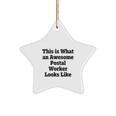 Funny Postal Worker Gifts, Star Ornament, This Is What An Awesome Postal Worker Looks Like, Inspirational Quotes for Christmas, Gifts from Friends for Postal Worker - Image 1